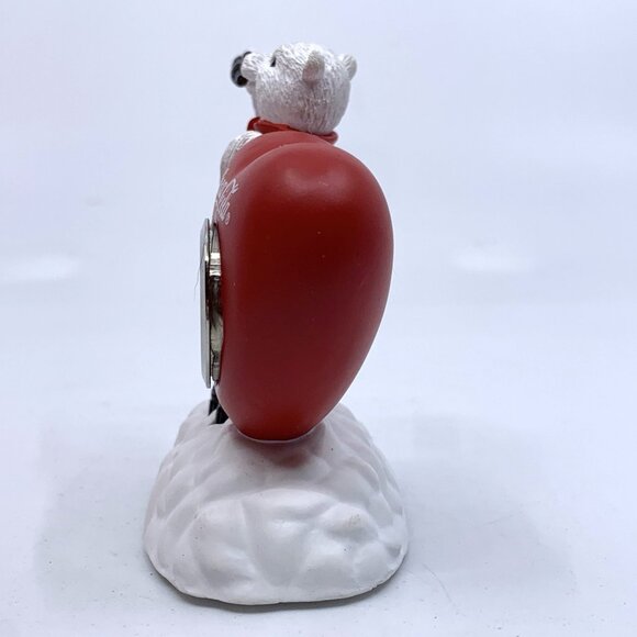 Coca-Cola Mini Clock Polar Bear w/Heart Vintage 2001 CCM67 3" Tested Working 377 - Picture 4 of 16